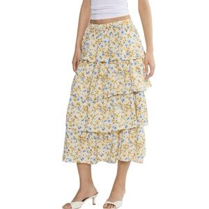 Wilfred floral print Volume midi Skirt tiered ruffle size S excellent condition